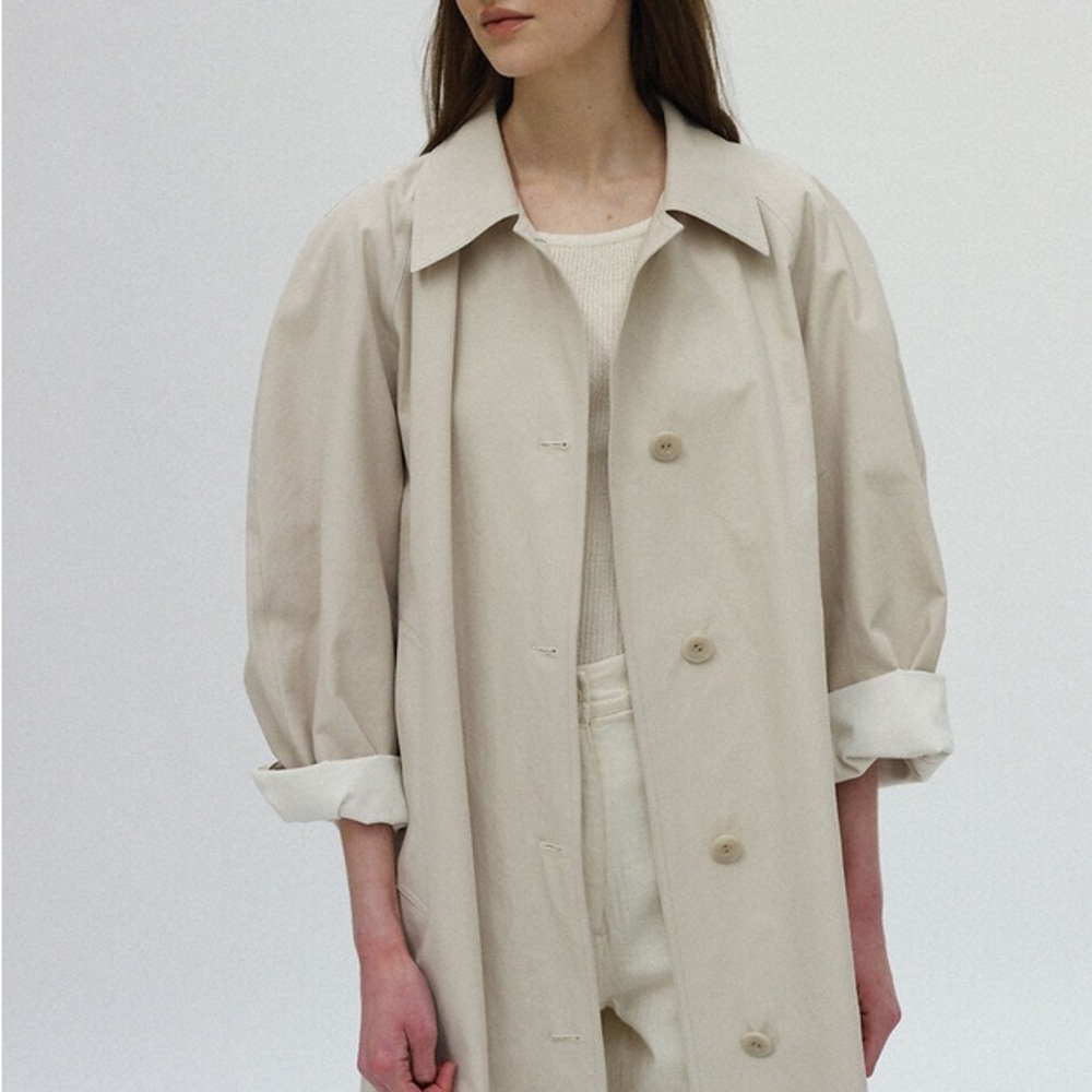 Nothing Written Volume Balmacaan Trench Coat (Beige)